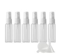 ZEOABSY 6 Pcs Transparent 20ml Empty Plastic Fine Mist Spray Bottles, Refillable Small Portable Pocket Sprayer Bottles with Transparent Pump Head for Water Cosmetic Perfume, 1 Pcs Funnel