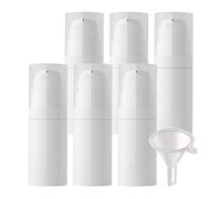 ZEOABSY 6 Pieces 10ml Vacuum Airless Lotion Pump Bottle, 15ml Empty Plastic Cosmetic Gel Travel Container for Cosmetic, Pocket Size - Not Refillable - No Tubes Required