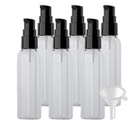 ZEOABSY 6 Pieces 60 ml Transparent Lotion Bottles with Black Pump, 60ml Empty PET Plastic Lotion Pump Bottle Cosmetic Gel Travel Container for Cosmetic, Make up, Cleaning + 1 x Funnel