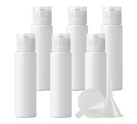 ZEOABSY 6 Pieces Empty 30ml White Plastic PET Bottles with Clear Flip Cap, Flat Shoulder Cosmetic Bottle for Travel Gel Soap Toner Refillable Sample Containers