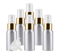 ZEOABSY 6 Pieces Empty 50ml Silver Aluminium Spray Bottle Refillable Aluminum Bottles with Gold/White Fine Mist Sprayer Metal Spray Bottles for Perfume Hair Garden Travel, Funnel