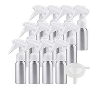 ZEOABSY Pack of 12 Empty 50ml Refillable Spray Bottles, 50 ml Aluminum Misting Bottles White Trigger Sprayer for Cleaning, Gardening, Travel, Cosmetic, Barber Shop Essential + 1 x Funnel