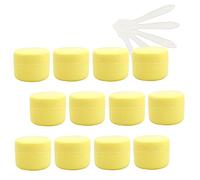 ZEOABSY Pack of 12, Empty 50ml Yelllow Plastic Cosmetic Jars with Screw Lid, Inner Liner, 50g Face Cream Lip Balm Lotion Storage Container Travel Case Bottle Pot + 5X Spoon