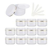 ZEOABSY Pack of 24, 100ml White Plastic Cosmetic Jars with Gold Edge, 100 g Container pot for Lotions Cream Beauty Storage Ointments Makeup