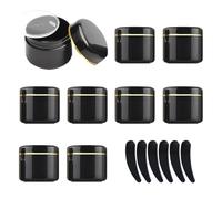 ZEOABSY Pack of 24, 150ml Black Plastic Cosmetic Jars with Gold Edge, 150 g Container pot for Lotions Cream Beauty Storage Ointments Makeup