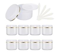 ZEOABSY Pack of 24, 150ml White Plastic Cosmetic Jars with Gold Edge, 150 g Container pot for Lotions Cream Beauty Storage Ointments Makeup