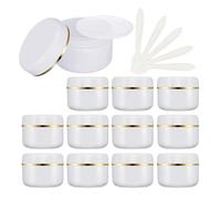 ZEOABSY Pack of 24, 20ml White Plastic Cosmetic Jars with Gold Edge, 20 g Container pot for Lotions Cream Beauty Storage Ointments Makeup