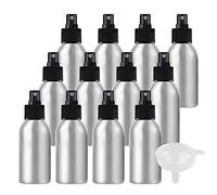 ZEOABSY Pack of 24 Empty 100ml Silver Aluminium Spray Bottle Refillable Aluminum Bottles with Black Fine Mist Sprayer Metal Spray Bottles for Perfume Hair Garden Travel, Funnel