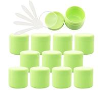 ZEOABSY Pack of 24, Empty 150ml Green Plastic Cosmetic Jars with Screw Lid, Inner Liner, 150g Face Cream Lip Balm Lotion Storage Container Travel Case Bottle Pot + 5X Spoon