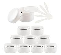 ZEOABSY Pack of 24, Empty 20 ml Smooth White Plastic Cosmetic Jars with Silver Edge, Face Cream Container Pot with Spatula for Lip Balm Lotion Travel Homemade Cream Gel Storage Pot with Spatula