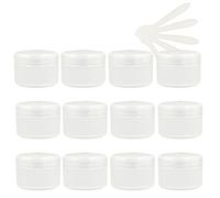 ZEOABSY Pack of 24, Empty 20ml Transparent Plastic Cosmetic Jars with Screw Lid, Inner Liner, 20g Face Cream Lip Balm Lotion Storage Container Travel Case Bottle Pot + 5X Spoon