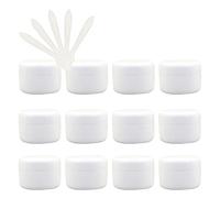 ZEOABSY Pack of 24, Empty 20ml White Plastic Cosmetic Jars with Screw Lid, Inner Liner, 20g Face Cream Lip Balm Lotion Storage Container Travel Case Bottle Pot + 5X Spoon