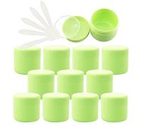 ZEOABSY Pack of 24, Empty 30ml Green Plastic Cosmetic Jars with Screw Lid, Inner Liner, 30g Face Cream Lip Balm Lotion Storage Container Travel Case Bottle Pot + 5X Spoon