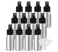 ZEOABSY Pack of 24 Empty 50ml Silver Aluminium Spray Bottle Refillable Aluminum Bottles with Black Fine Mist Sprayer Metal Spray Bottles for Perfume Hair Garden Travel, Funnel