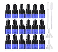 ZEOABSY Pack of 25, 1ml mini Blue Glass Dropper Bottles with Glass Pipettes for Essential Oil Aromatherapy Blends Perfume Vials Travel Sample Cosmetic Bottles, Funnel