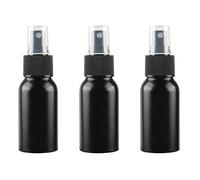 ZEOABSY Pack of 3 Empty 50ml Black Aluminium Spray Bottle Refillable Aluminum Bottles with Black Fine Mist Sprayer Metal Spray Bottles for Perfume Hair Garden Travel, Funnel