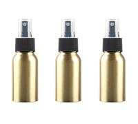 ZEOABSY Pack of 3 Empty 50ml Gold Aluminium Spray Bottle Refillable Aluminum Bottles with Black Fine Mist Sprayer Metal Spray Bottles for Perfume Hair Garden Travel, Funnel