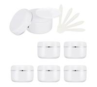 ZEOABSY Pack of 6, 100ml White Plastic Cosmetic Jars with Silver Edge, 100 g Container pot for Lotions Cream Beauty Storage Ointments Makeup