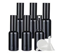 ZEOABSY Pack of 6, 30ml Glossy Black Glass Perfume Spray Bottles with Sprayer, 30 ml Refillable Empty Fine Mist Travel Atomiser Sprayers, Ideal for Makeup Care Household Cleaning + 1 x Funnel