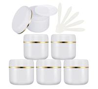 ZEOABSY Pack of 6, 30ml White Plastic Cosmetic Jars with Gold Edge, 30 g Container pot for Lotions Cream Beauty Storage Ointments Makeup