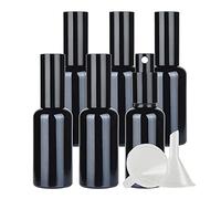 ZEOABSY Pack of 6, 50ml Glossy Black Glass Perfume Spray Bottles with Sprayer, 50 ml Refillable Empty Fine Mist Travel Atomiser Sprayers, Ideal for Makeup Care Household Cleaning + 1 x Funnel