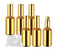 ZEOABSY Pack of 6, 50ml UV Coated Glass Perfume Spray Bottles & 1pcs Funnel, 50 ml Refillable Empty Fine Mist Travel Atomiser Sprayers, Ideal for Cosmetic, Water, Travel