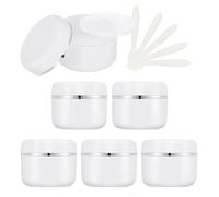 ZEOABSY Pack of 6, 50ml White Plastic Cosmetic Jars with Silver Edge, 50 g Container pot for Lotions Cream Beauty Storage Ointments Makeup