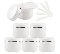 ZEOABSY Pack of 6, Empty 250 ml Smooth White Plastic Cosmetic Jars with Silver Edge, Face Cream Container Pot with Spatula for Lip Balm Lotion Travel Homemade Cream Gel Storage Pot with Spatula