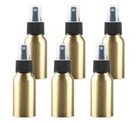 ZEOABSY Pack of 6 Empty 50ml Gold Aluminium Spray Bottle Refillable Aluminum Bottles with Black Fine Mist Sprayer Metal Spray Bottles for Perfume Hair Garden Travel, Funnel