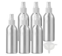 ZEOABSY Pack of 6 Empty 50ml Silver Aluminium Spray Bottle Refillable Aluminum Bottles with White Fine Mist Sprayer Metal Spray Bottles for Perfume Hair Garden Travel, Funnel