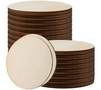ZEONHAK 100 PCS 4 Inch/10cm Wood Craft Circle, 2.5mm Thick Unfinished Wooden Discs, Blank Wooden Round for DIY Craft, Decoration, Painting