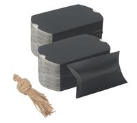 ZEONHAK 100 PCS Black Pillow Candy Box, 13 x 8.8cm Pillow Box with Jute Twines, Small Pillow Gift Boxes for Anniversary, Birthday