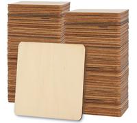 ZEONHAK 150 Pack 10x10cm Square Wood Sheets Plywood, 4 Inch Unfinished Wooden Pieces, 2.5mm Square Craft Wood for Painting DIY Craft