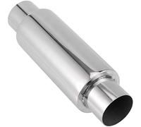 ZEONHAK 2.5 Inch Inlet Exhaust Resonator, 2.5 Inch Outlet Muffler Resonator, 16 Inch Overall Length Stainless Steel Resonator, Universal Muffler, Straight Through Design Mirror Polished