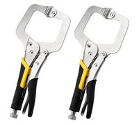ZEONHAK 2 Pack 28cm C Clamp Locking, 8cm Adjustable Opening Width Welding C Clamps with Swivel Pads, 11 Inch Face Clamps Locking Pliers for Woodwork, Welding, Cabinet