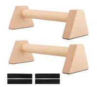 ZEONHAK 2 Pcs Wooden Parallettes Bars, 30cm Solid Pushup Bars with Non slip Rubber for Fitness, Gymnastics, Aerobics