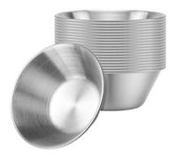 ZEONHAK 20 Pack 1.5oz/50ml Stainless Steel Condiment Sauce Cup, Metal Dipping Portion Cup for Sushi, Appetizer, 6.5 x 2.5cm