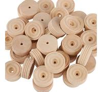 ZEONHAK 200 Pack Wooden Wheels Craft Bulk, Mini Wood Wheels Treaded Style, 1-1/5 Inch Diameter Wood Small Wheels Crafts for DIY Model Cars, 1/2 Inch Thick