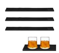 ZEONHAK 3 PCS 23.5 x 3'' Rubber Bar Mat, 60 x 8 cm Black Narrow Bar Mat, Rubber Bar Thin Mat for Bar Coffee Dish Glass Drying