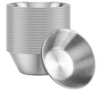 ZEONHAK 30 Pack Stainless Steel Sauce Dishes, 1.5oz/50ml Metal Dipping Portion Cup for Sushi, Appetizer, 6.5 x 2.5cm
