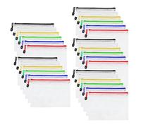 ZEONHAK 30 PCS A5 6 Colors Mesh File Zip Lock Wallets, Colourful Plastic Document Folder, Colored Mesh Zipper Bag, Zipper Storage Pouch for File Storage,Office Supplies