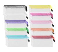 ZEONHAK 30 PCS A6 Mesh File Zip Lock Wallets, Colourful Plastic Bags Document Folder, A6 Mesh Zipper Bag, 10 Assorted Colors Zipper Storage Pouch for File Storage, Office Supplies