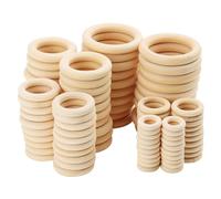 ZEONHAK 300 PCS 5 Sizes Macrame Wooden Ring, 15 25 35 45 55mm Natural Wood Curtain Rings Unfinished Wooden Hoop for DIY, Craft