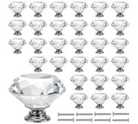 ZEONHAK 30PCS 40mm Crystal Drawer Knobs, Diamond Door Handles for Home, Kitchen, Office