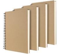 ZEONHAK 4 Pack A4 Spiral Sketchbook, 60 Sheets/120 Pages 160gsm Spiral Bound Scrapbook, A4 Hardcover Sketch Drawing Pad for Drafting, Sketching