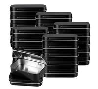 ZEONHAK 40 Pieces Rectangular Metal Tin Box with Hinged Lids, 95 x 60 x 22mm Black Hinged Container for Home DIY Craft