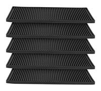 ZEONHAK 5 PCS Black Rubber Bar Mat, 12 x 6 Inch (30 x 15cm), Personalised Beer Service Mat for Home Pub Coffee