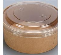 ZEONHAK 50 Pack 25 OZ Kraft Paper Bowls, Disposable Soup Serving Bowls with clear lids, Paper Ice Cream Cups for Cold or Hot Food, Soup, Ice Cream, Dessert