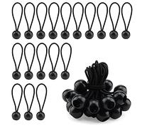 ZEONHAK 50 PCS 4 Inch Bungee Ball,10cm Bungee Cord with Ball, Flag Bungees Ties for Camping Tarp, Tarpaulin, Black