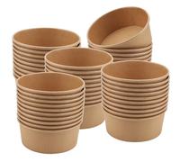ZEONHAK 50 PCS 750ml/25oz Kraft Soup Bowls, Kraft Takeaway Salad Bowl, Brown Round Paper Food Container Ice Cream Cups for Hot & Cold Food